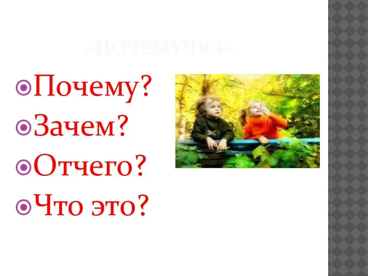 «ПОЧЕМУЧКА» Почему? Зачем? Отчего? Что это?