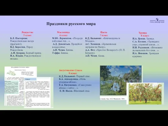 Августовские Спасы 9 класс К.Д. Бальмонт. Первый спас. Б.А. Ахмадулина. «Ночь упаданья