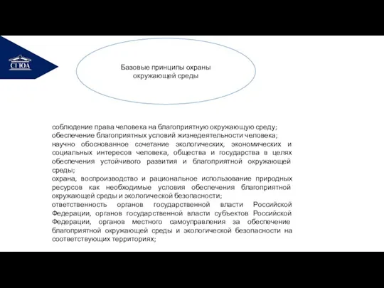 РЕМОНТ Базовые принципы охраны окружающей среды соблюдение права человека на благоприятную окружающую