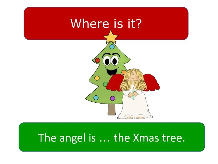 Where is it? The angel is … the Xmas tree.