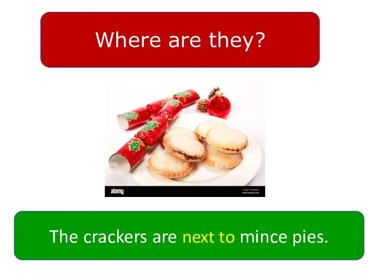 Where are they? The crackers are next to mince pies.