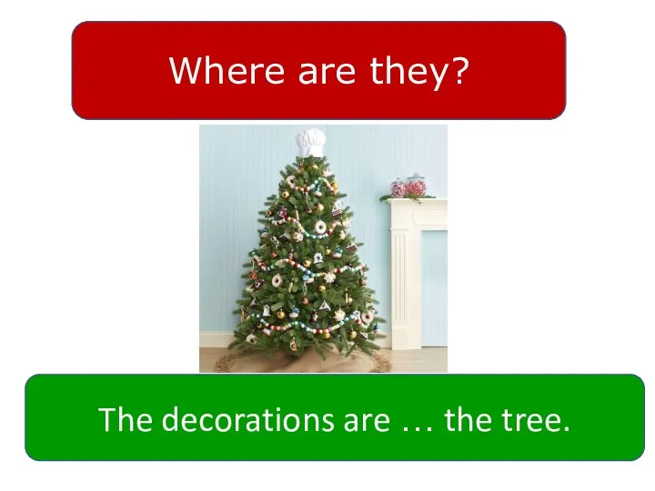 Where are they? The decorations are … the tree.