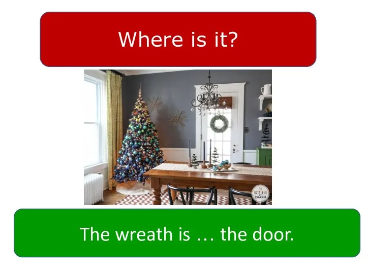 Where is it? The wreath is … the door.