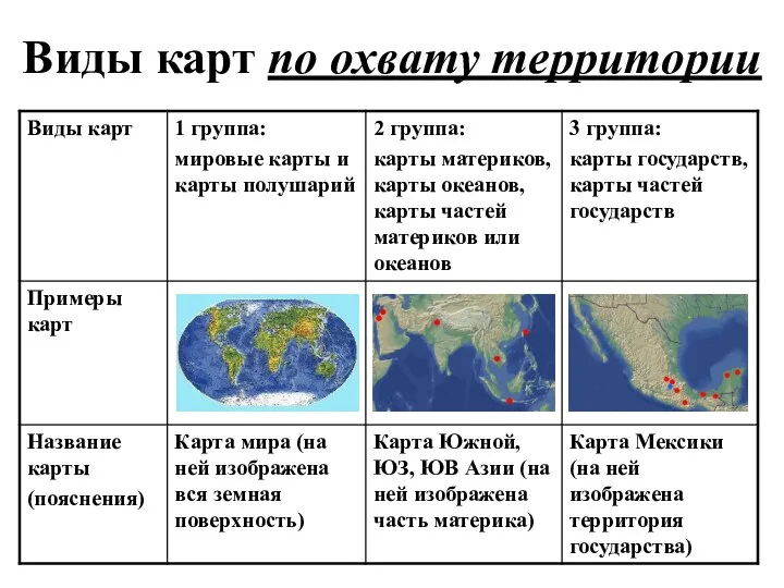 Виды карт по охвату территории