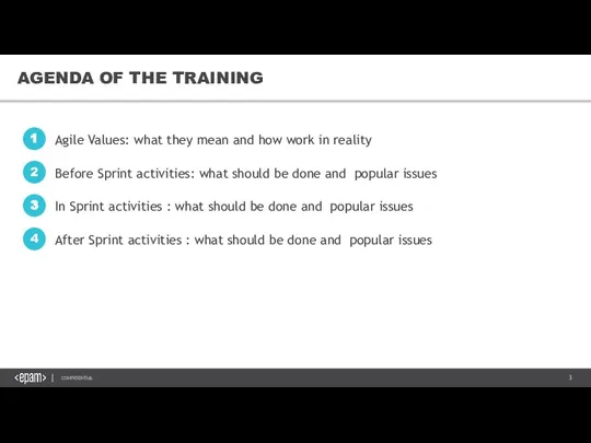 AGENDA OF THE TRAINING