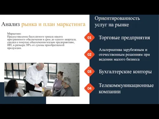 Анализ рынка и план маркетинга Маркетинг. Предоставление бесплатного триала пакета программного обеспечения