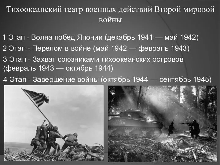 1 Этап - Волна побед Японии (декабрь 1941 — май 1942) Тихоокеанский