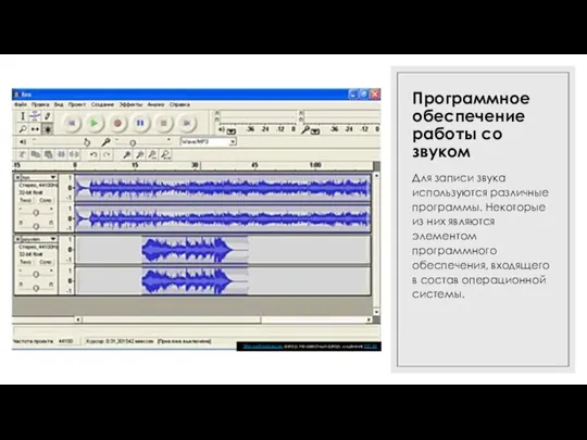 16.03.2022 Программное обеспечение работы со звуком Для записи звука используются различные программы.
