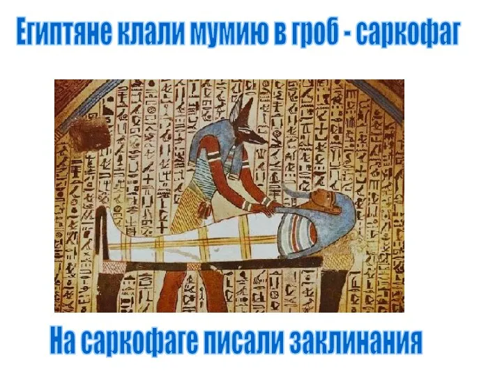 Египтяне клали мумию в гроб - саркофаг На саркофаге писали заклинания