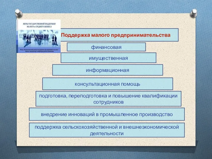 Поддержка малого предпринимательства финансовая имущественная информационная консультационная помощь подготовка, переподготовка и повышение