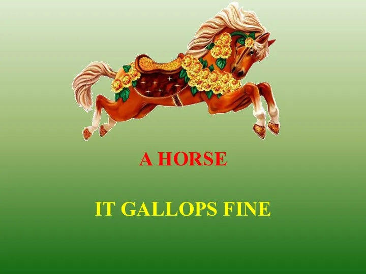 A HORSE IT GALLOPS FINE