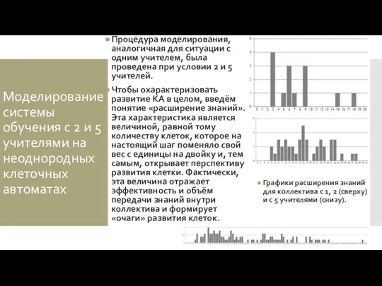 Моделирование системы обучения с 2 и 5 учителями на неоднородных клеточных автоматах