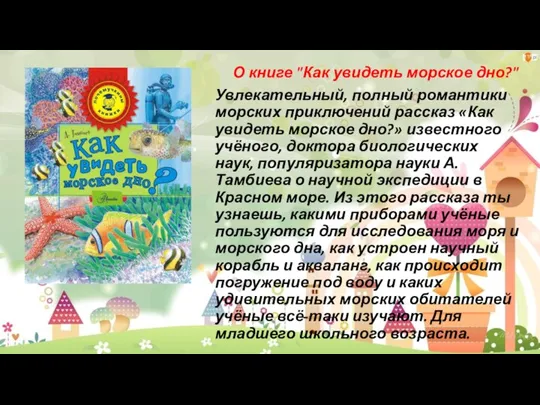 О книге "Как увидеть морское дно?" Увлекательный, полный романтики морских приключений рассказ