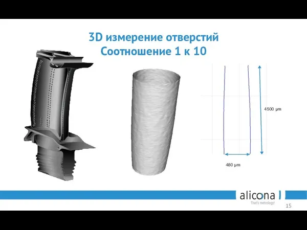 3D измерение отверстий Соотношение 1 к 10