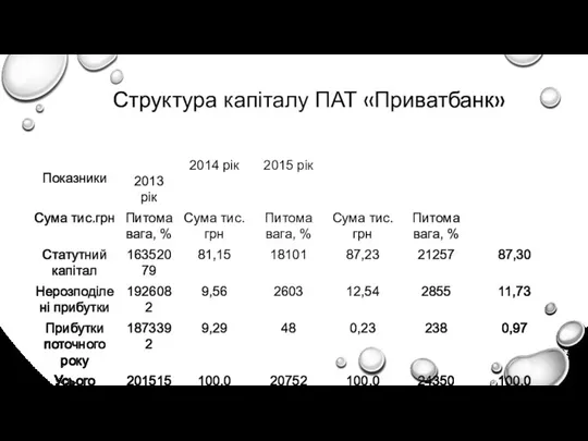 Структура капіталу ПАТ «Приватбанк»