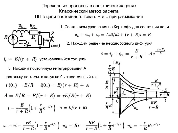 Переходные процессы в электрических цепях Классический метод расчета ПП в цепи постоянного