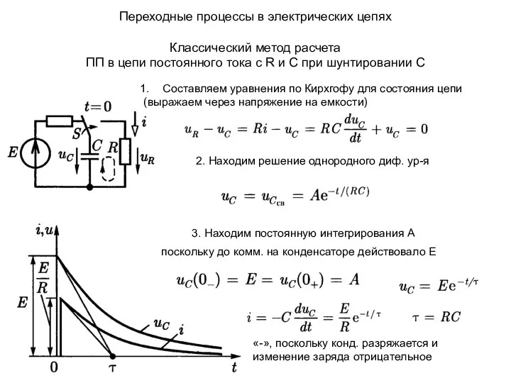 Переходные процессы в электрических цепях Классический метод расчета ПП в цепи постоянного