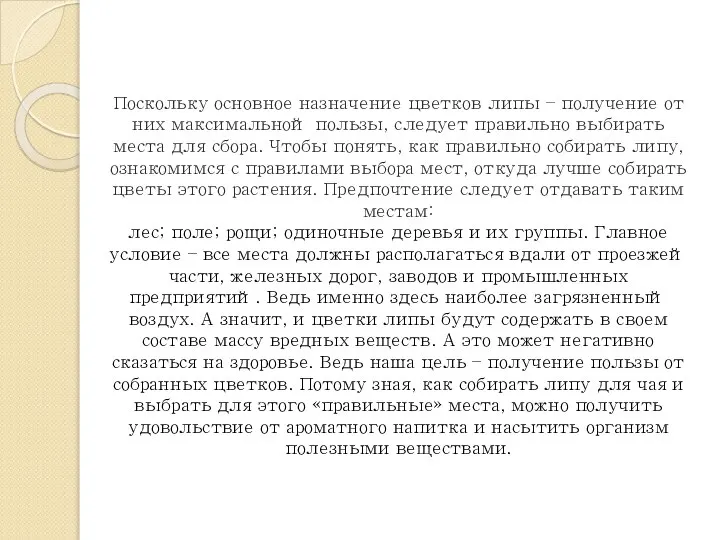 Поскольку основное назначение цветков липы – получение от них максимальной пользы, следует