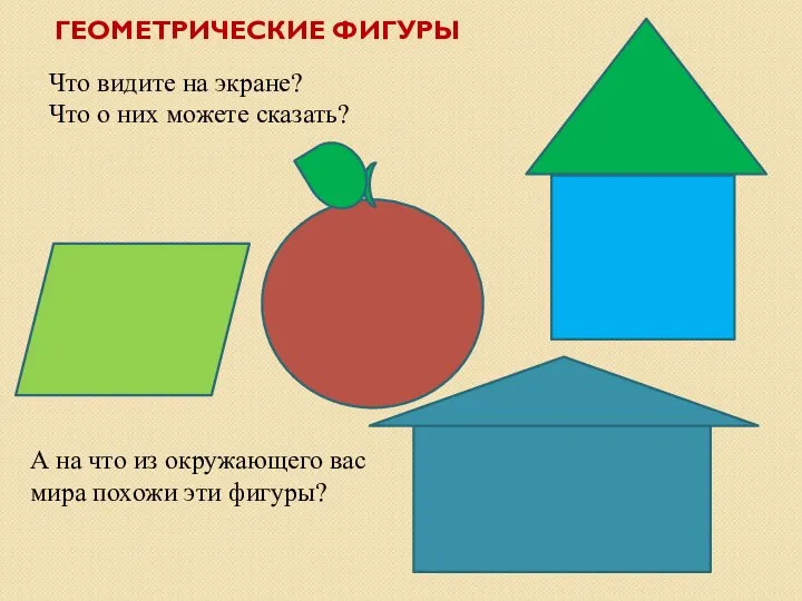 ГЕОМЕТРИЧЕСКИЕ ФИГУРЫ Что видите на экране? Что о них можете сказать? А