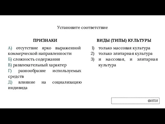 Установите соответствие ПРИЗНАКИ А) отсутствие ярко выраженной коммерческой направленности Б) сложность содержания