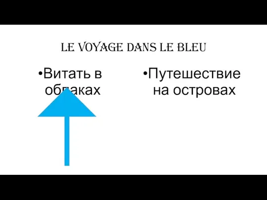 le voyage dans le bleu Витать в облаках Путешествие на островах