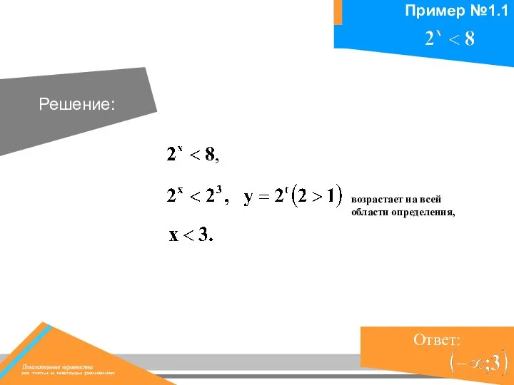 возрастает на всей области определения, Решение: