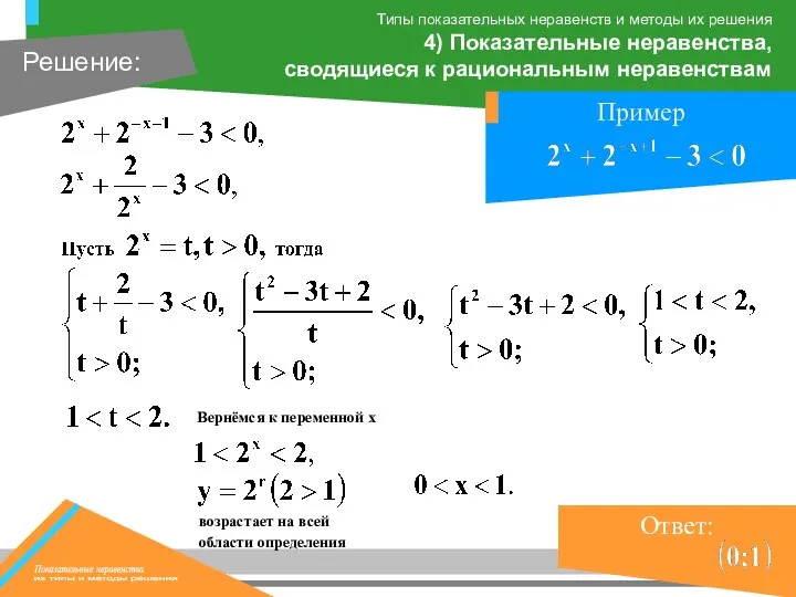 Вернёмся к переменной х возрастает на всей области определения