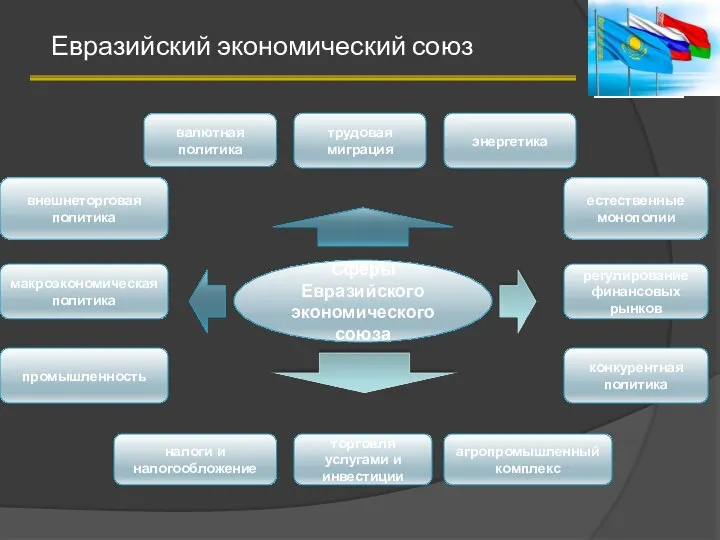 Евразийский экономический союз 2 Сферы Евразийского экономического союза внешнеторговая политика налоги и