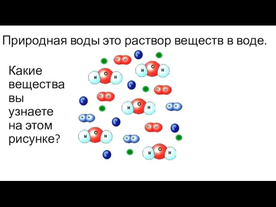 Природная воды это раствор веществ в воде. Какие вещества вы узнаете на этом рисунке?