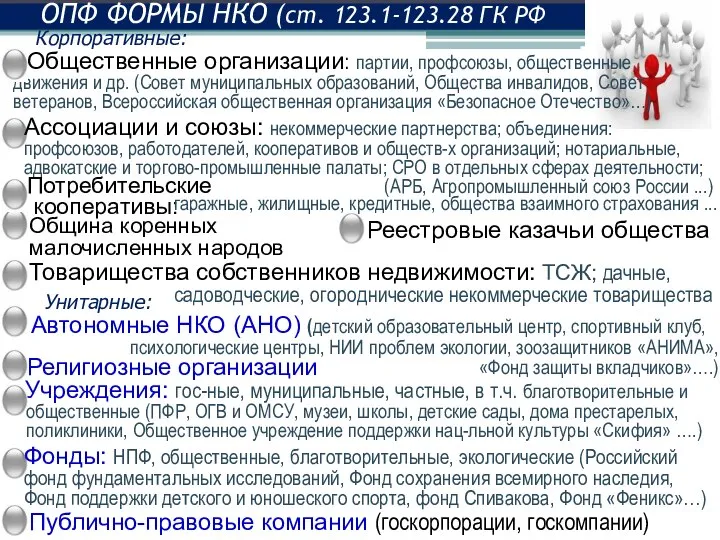 Общественные организации: партии, профсоюзы, общественные движения и др. (Совет муниципальных образований, Общества