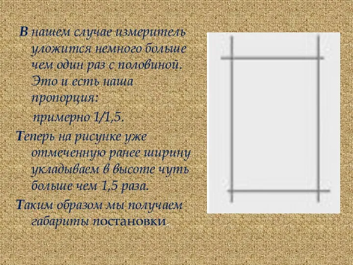 В нашем случае измеритель уложится немного больше чем один раз с половиной.