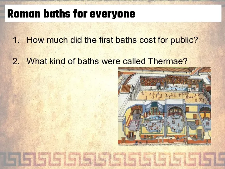 Roman baths for everyone How much did the first baths cost for