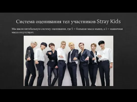 Система оценивания тел участников Stray Kids Мы ввели пятибальную систему оценивания, где