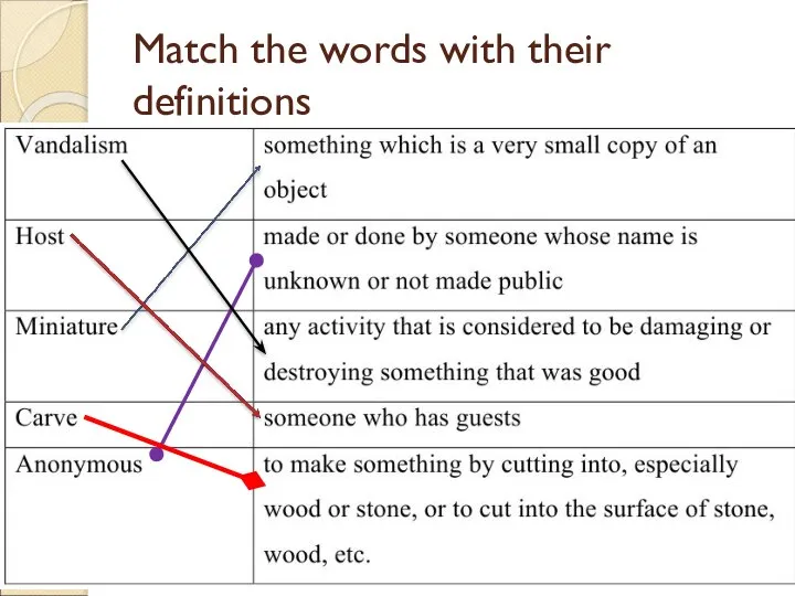 Match the words with their definitions