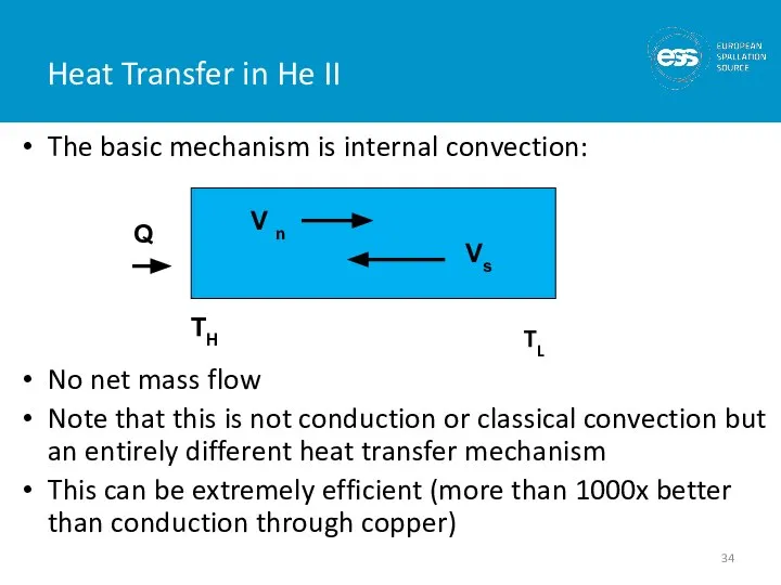 Heat Transfer in He II The basic mechanism is internal convection: No