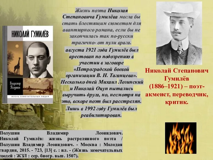 Николай Степанович Гумилёв (1886–1921) – поэт-акмеист, переводчик, критик. Жизнь поэта Николая Степановича