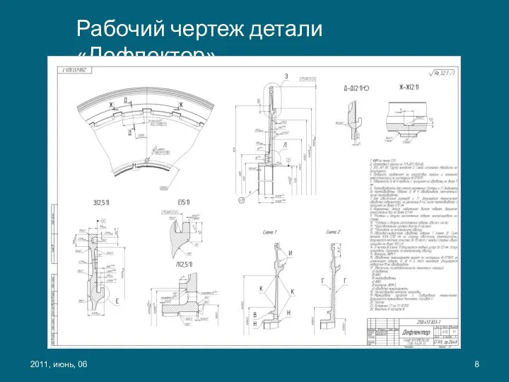 2011, июнь, 06 Рабочий чертеж детали «Дефлектор»