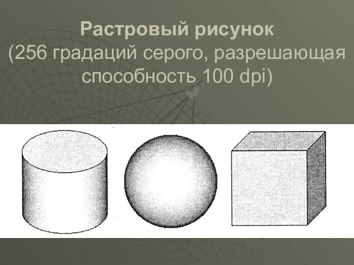 Растровый рисунок (256 градаций серого, разрешающая способность 100 dpi)