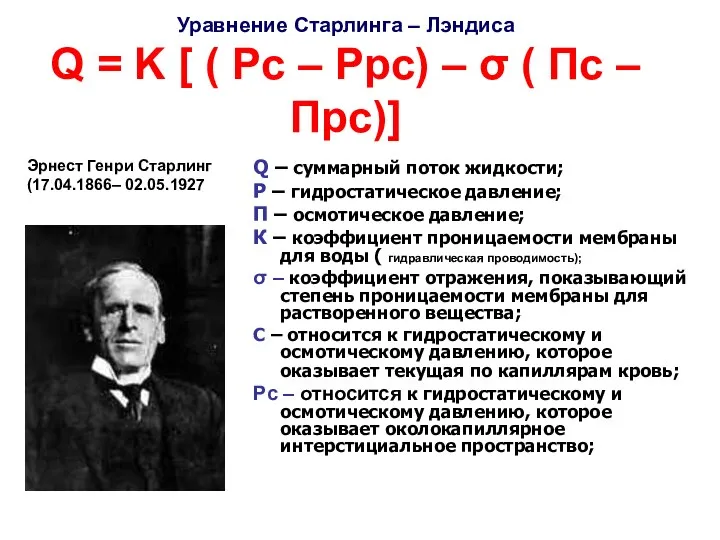 Уравнение Старлинга – Лэндиса Q = K [ ( Pc – Ppc)