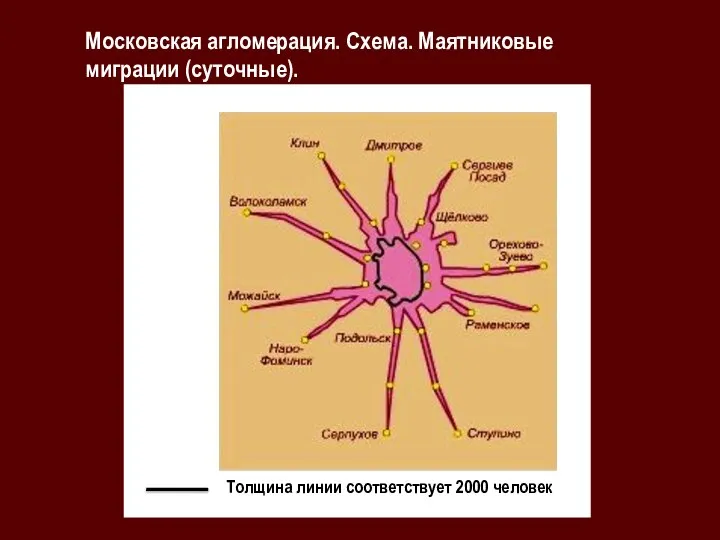 Московская агломерация. Схема. Маятниковые миграции (суточные).