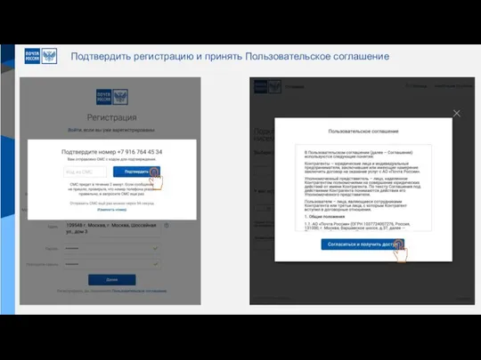 Подтвердить регистрацию и принять Пользовательское соглашение