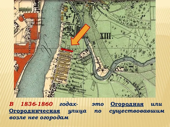 В 1836-1860 годах- это Огородная или Огородническая улица по существовавшим возле нее огородам