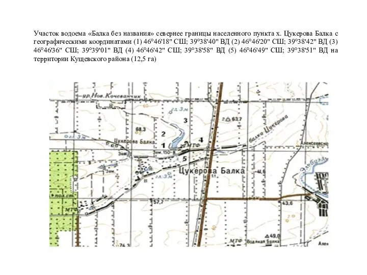 Участок водоема «Балка без названия» севернее границы населенного пункта х. Цукерова Балка