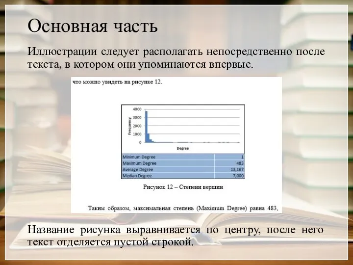 Основная часть Иллюстрации следует располагать непосредственно после текста, в котором они упоминаются