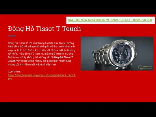Đồng Hồ Tissot T Touch Đồng hồ Tissot là tên một trong