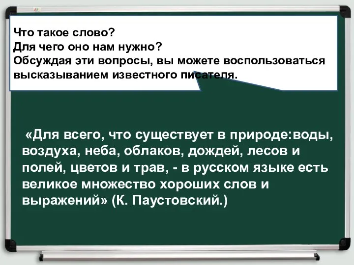 Что такое слово? Для чего оно нам нужно? Обсуждая эти вопросы, вы