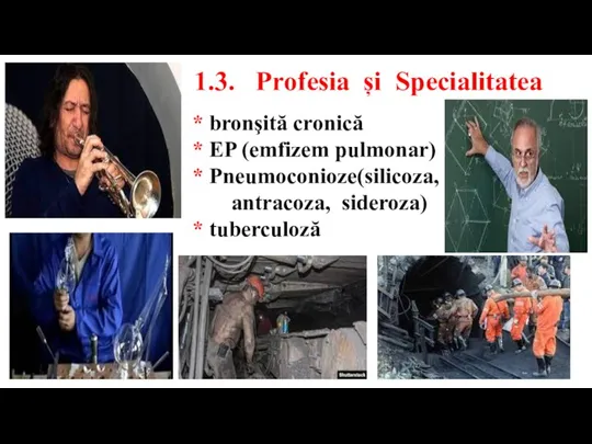 1.3. Profesia și Specialitatea * bronşită cronică * EP (emfizem pulmonar) *