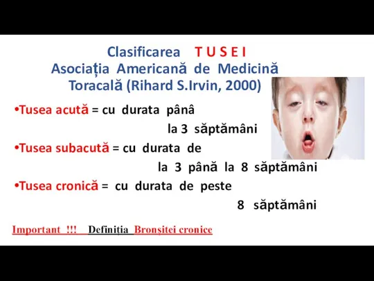 Clasificarea T U S E I Asociația Americană de Medicină Toracală (Rihard