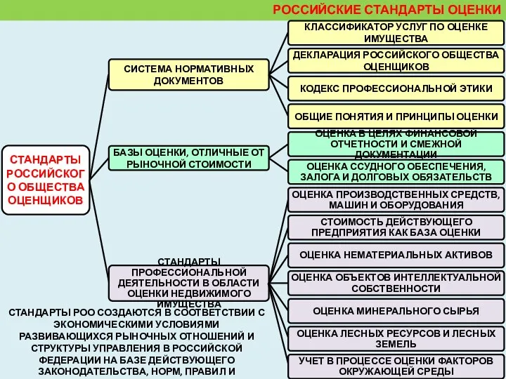 РОССИЙСКИЕ СТАНДАРТЫ ОЦЕНКИ СТАНДАРТЫ РОО СОЗДАЮТСЯ В СООТВЕТСТВИИ С ЭКОНОМИЧЕСКИМИ УСЛОВИЯМИ РАЗВИВАЮЩИХСЯ