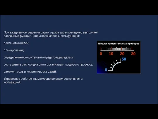 При ежедневном решении разного рода задач менеджер выполняет различные функции. В нем